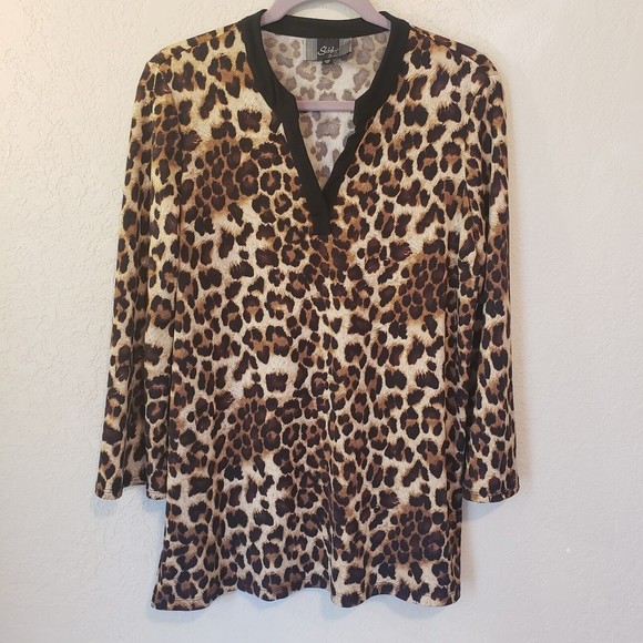 Slinky Brand Women's Leopard Print Top Size Medium - Picture 1 of 8